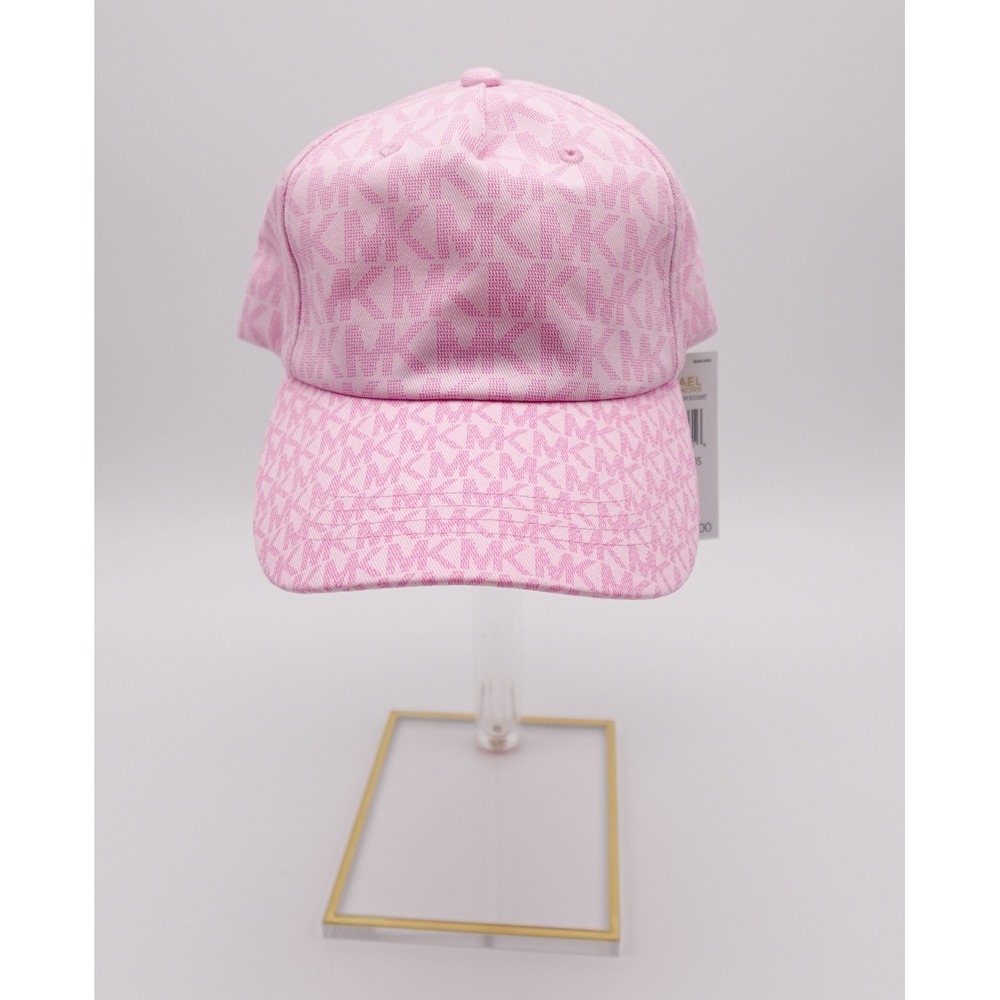 Michael Kors Signature Logo Baseball Cap Pink Monogram Adjustable Hat New